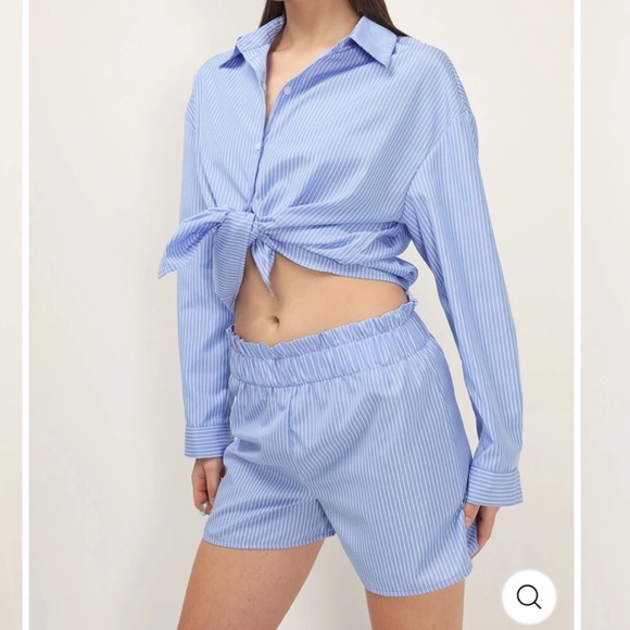 Storets blue pin stripe set size small. Style is frank pin stripe set. - Picture 2 of 4